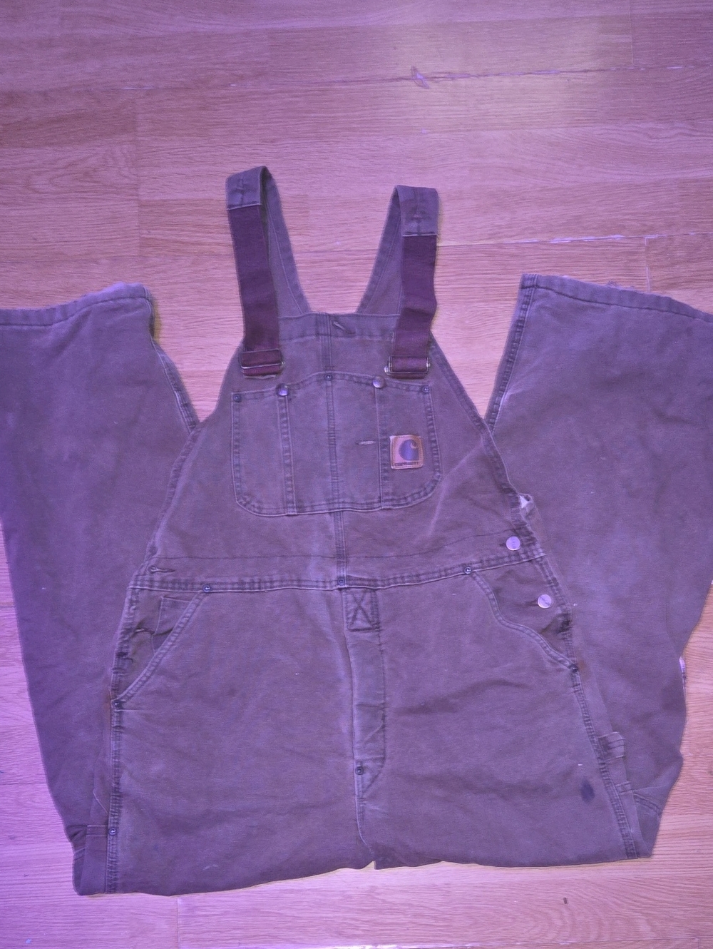Carhartt Men Brown Canvas Bib Overalls